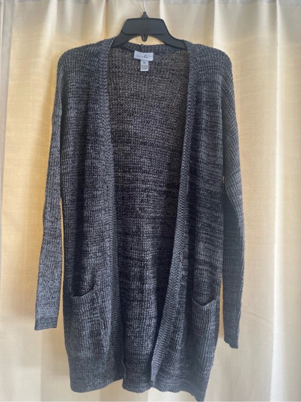 just be Charcoal Open-Front Knit Cardigan